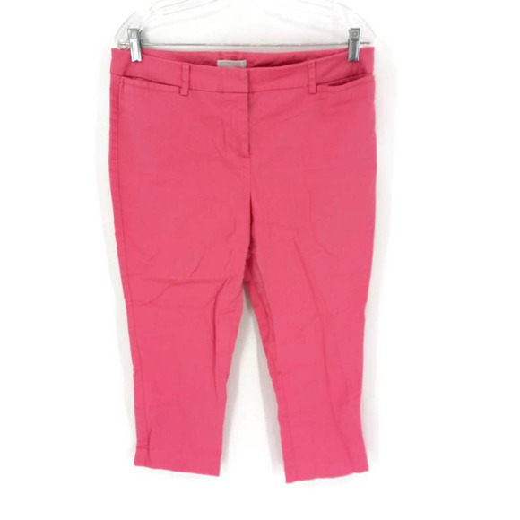 New York & Company Womens Capri Pants Pink Mid Rise Pockets Stretch 12 - Picture 1 of 8
